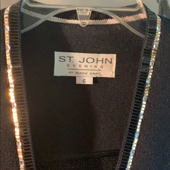 St John Evening Jacket W/ Blue,Clear Rhinestones - Picture 3 of 5